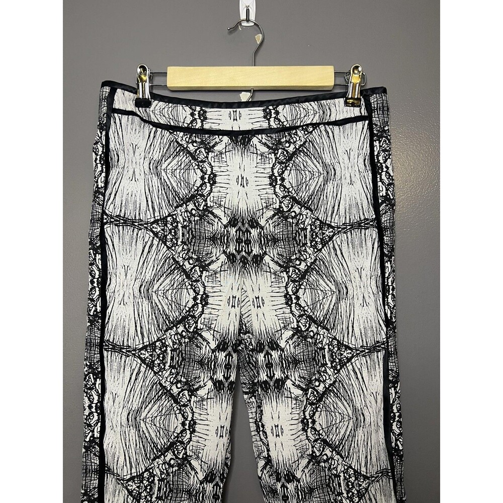 J Brand Pants Womens 4 White Geometric Print Slim Straight Leg Dress Twill Work